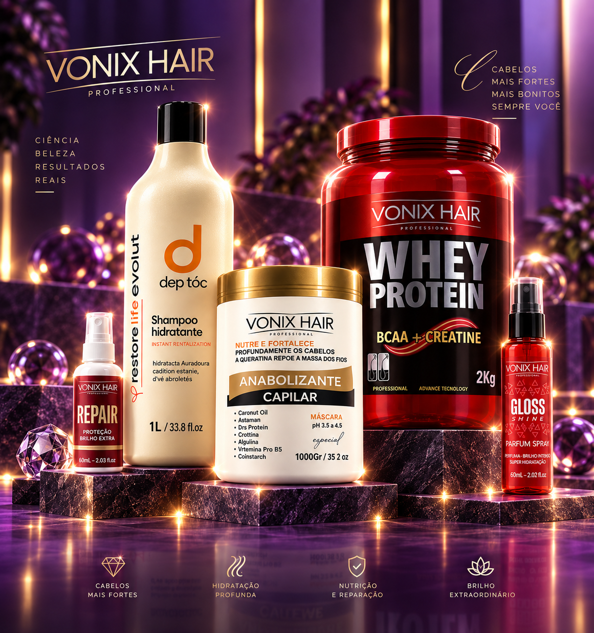 Vonix Hair Combo Whey Protein